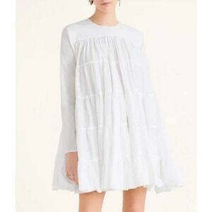 Merlette‎ White Cotton Tiered Long Sleeve Midi Dress XX Small Boho Feminine